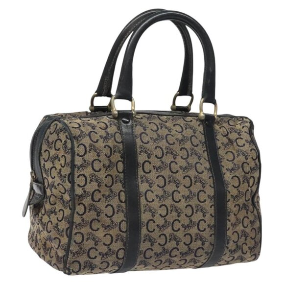 CELINE C Macadam Hand Bag Canvas Navy Auth bs23204 - Picture 1 of 16